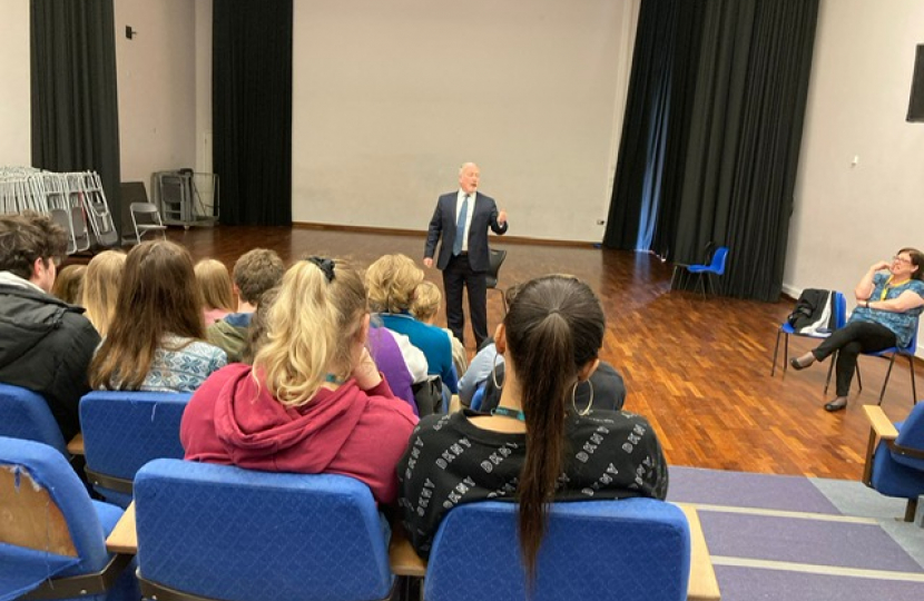 Richard talking to Y12 students at Sharnbrook Academy