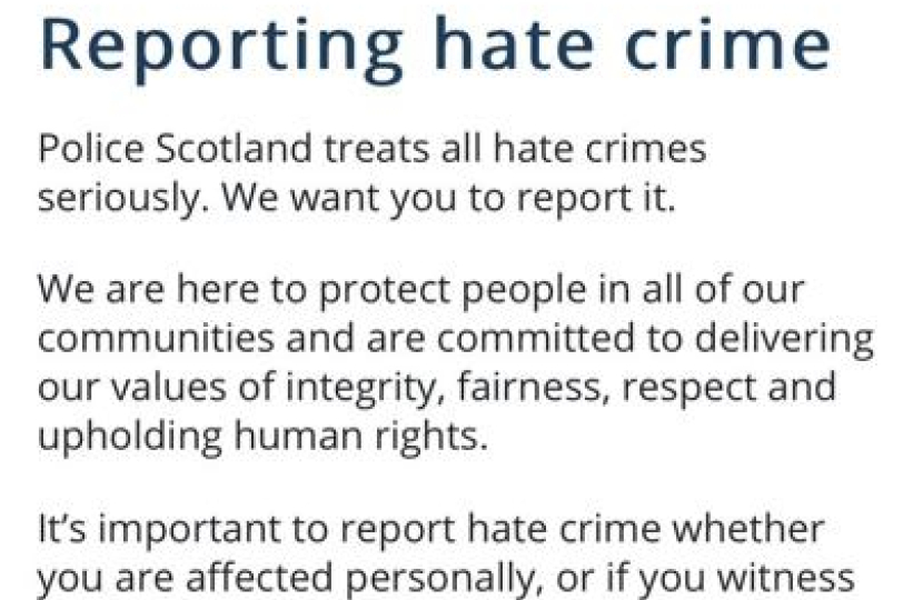 Screenshot of Scotland's hate crime