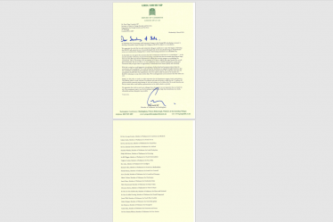 Image of the joint letter to the Energy Secretary